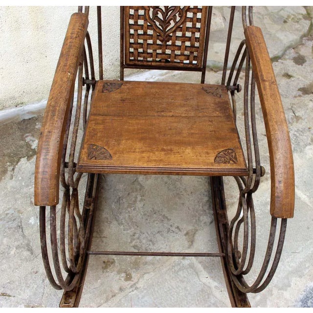Campaign Italian Antique Rocking Chair For Sale - Image 3 of 7