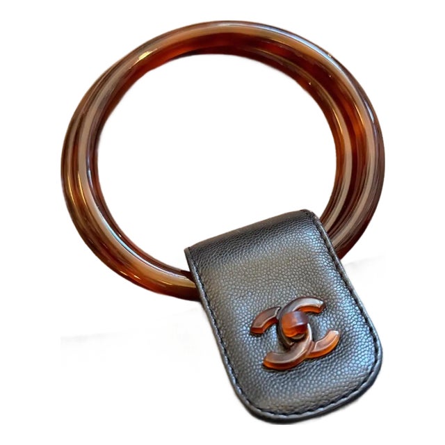 A Rare 2000s Black Caviar Leather and Bakelite Top Handle Bag by Chanel For Sale