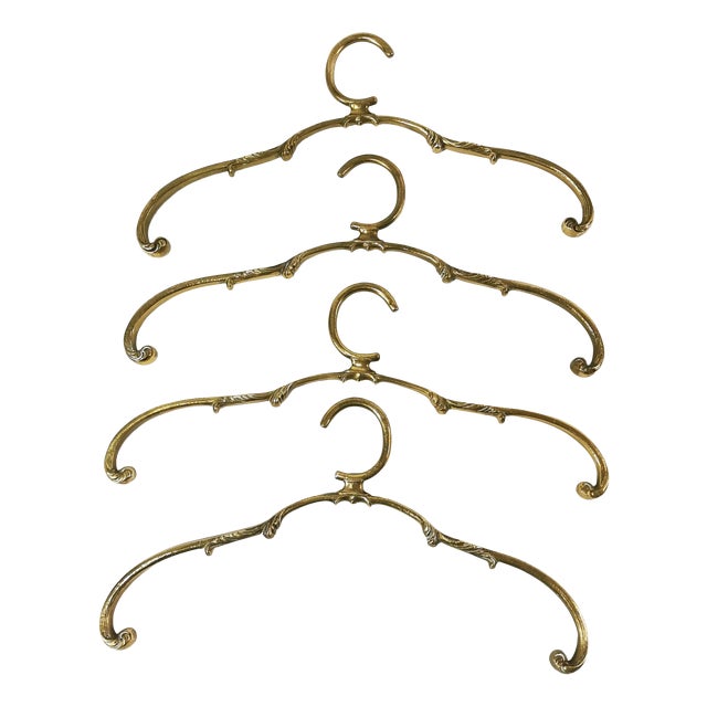 Art Deco Brass Coat Hanger Set, 1960s, Set of 4 For Sale