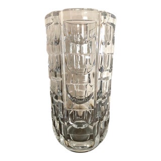 Vintage Modernist Crystal Vase For Sale