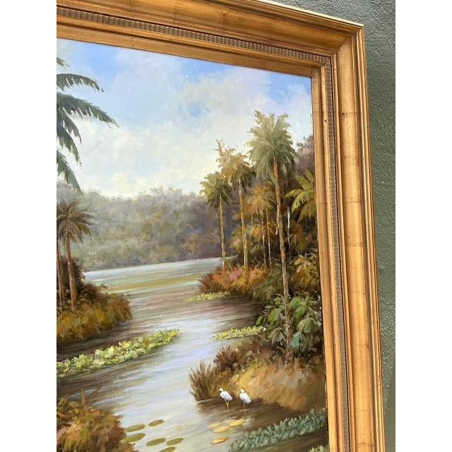 Late 20th Century Vintage Monumental Original Everglades Oil Painting on Canvas For Sale - Image 5 of 12