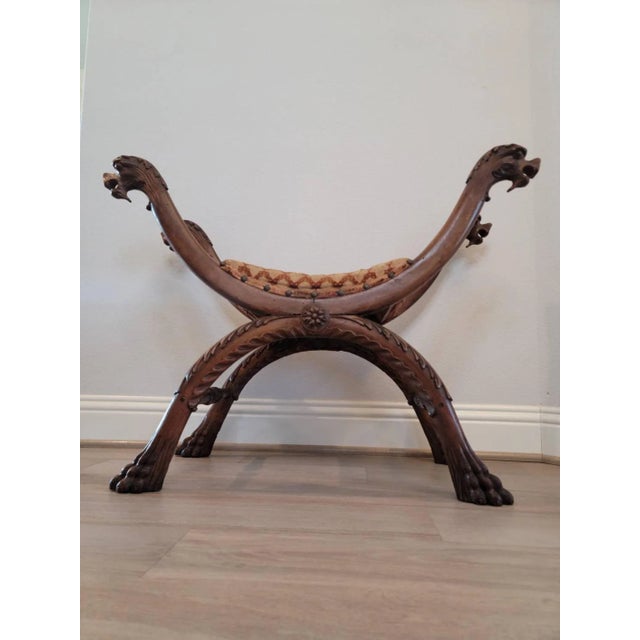 15th Century & Earlier 19th Century Italian Renaissance Revival Curule Stool For Sale - Image 5 of 11