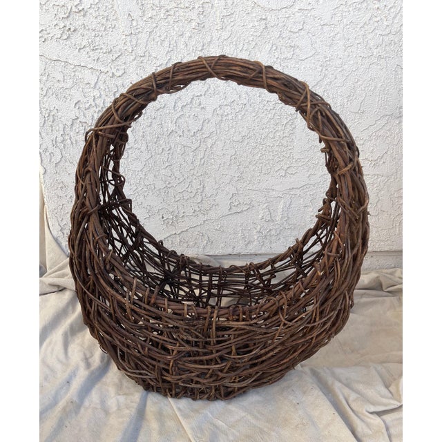 Vintage Pottery Barn Handwoven Large Grapevine Basket Chairish