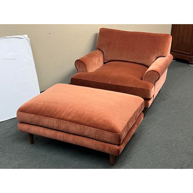 Interior Define Custom Maxwell Velvet Chair + Lennox Velvet Ottoman