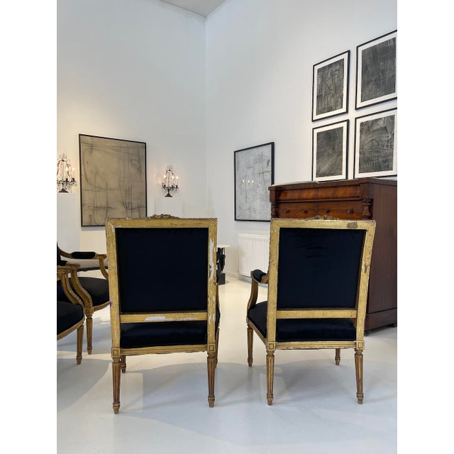 Set of Four Louis XVI–Style Giltwood Armchairs, France, Late 19th Century For Sale - Image 4 of 12