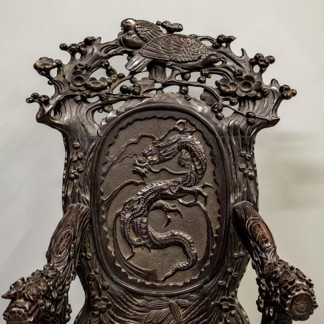 Early 20th Century Antique Japanese High Back Red Lacquer Monkey Armchair For Sale - Image 5 of 16
