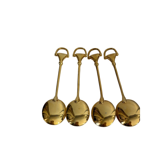 Metal Vintage Set of 12 Gucci Gold-Plated Coffee or Demitasse /Coffee Spoons Horsebit Style Handles, For Sale - Image 7 of 10