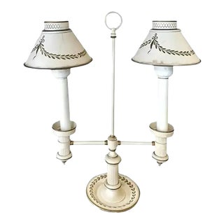 Mid Century Toleware Double Shade Lamp For Sale