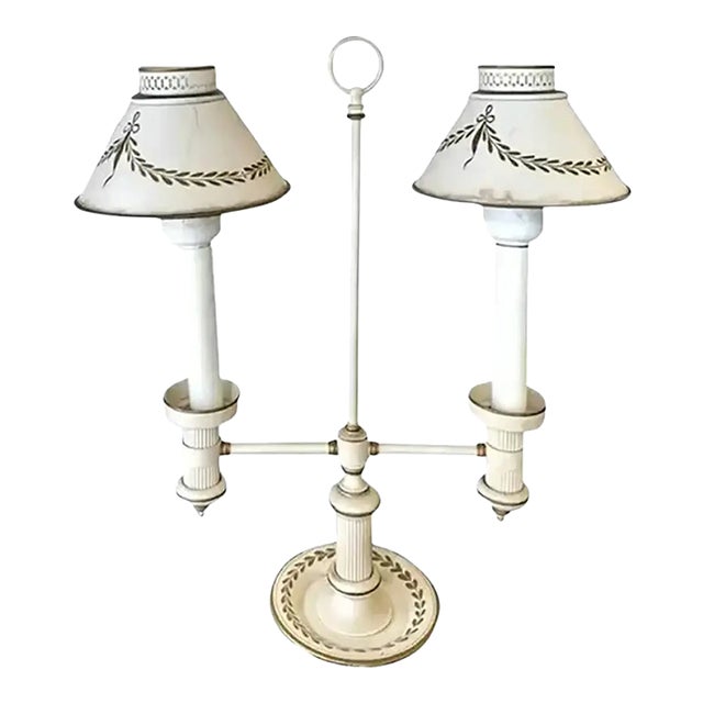 Mid Century Toleware Double Shade Lamp For Sale