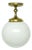 Brass and Glass Pendant Lamp, Poland, 1950s For Sale