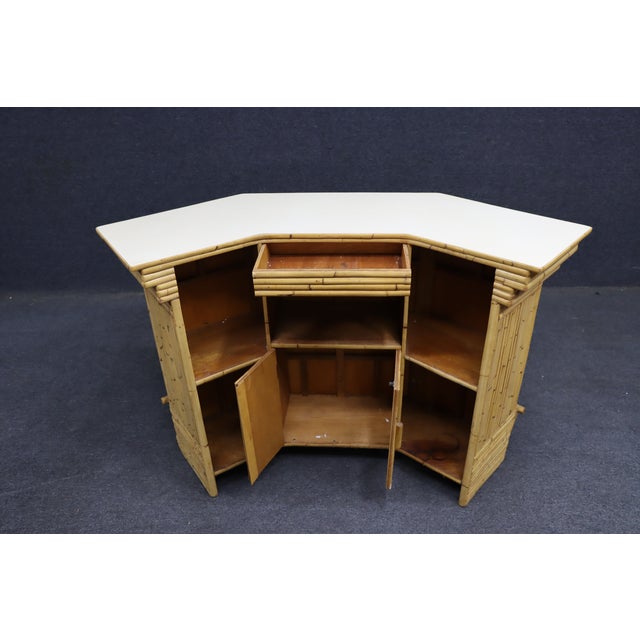Mid-Century Modern Split Bamboo & Rattan Tiki Dry Bar For Sale - Image 15 of 18