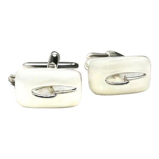 1990s Gucci Estate Mens Cufflinks Silver, 2 pieces For Sale