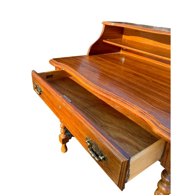 Vintage Desk or Accent Table With Barley Twist Spindle Legs in Henredon Style For Sale In New York - Image 6 of 13