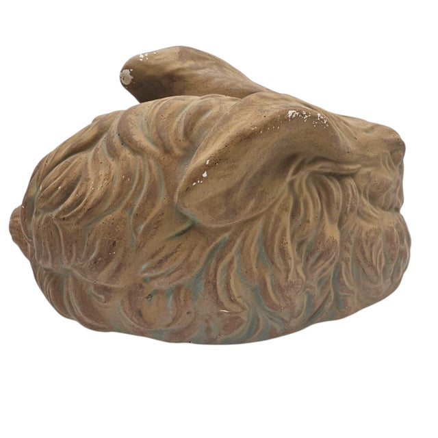 Vintage Ceramic Long-Haired Bunny Rabbit Figurine – Brown Lop Ear 15 Inch For Sale - Image 4 of 13
