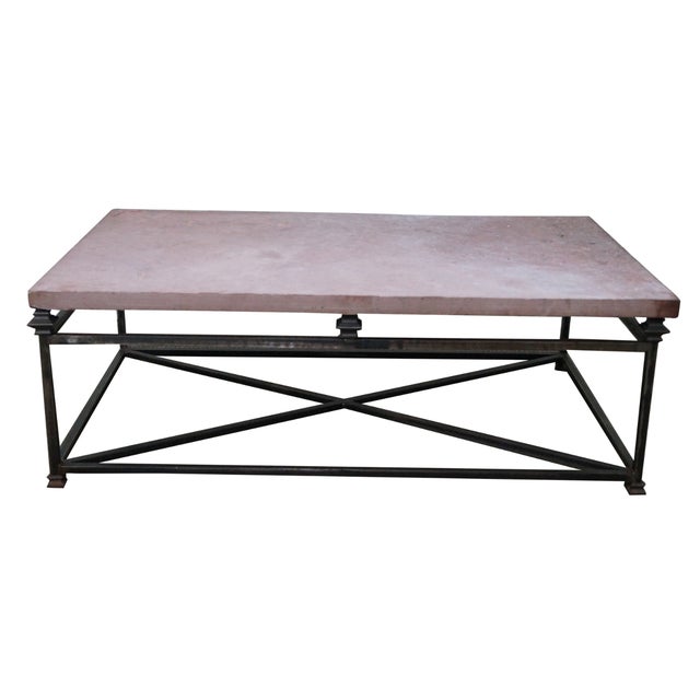 Quality Iron Base Coffee Table With Slate Top Chairish