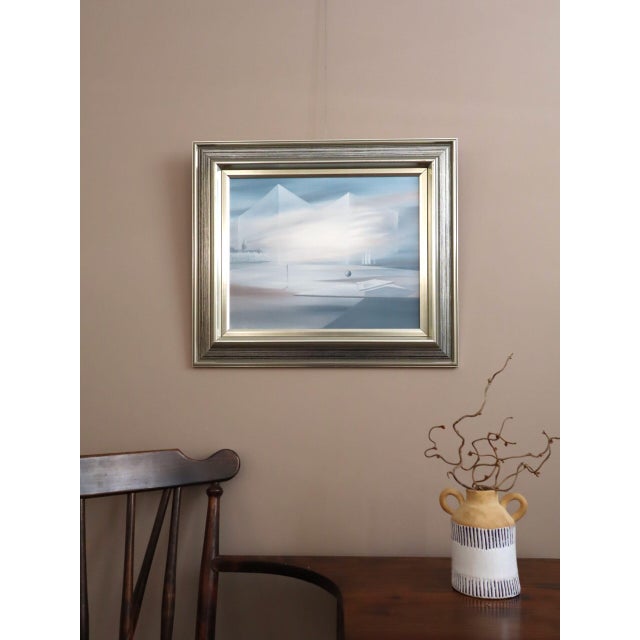 Mid-Century Modern Mid-Century Modern 'Veils of Light' Swedish Original Abstract Surrealist Landscape Oil Painting, Framed For Sale - Image 3 of 18