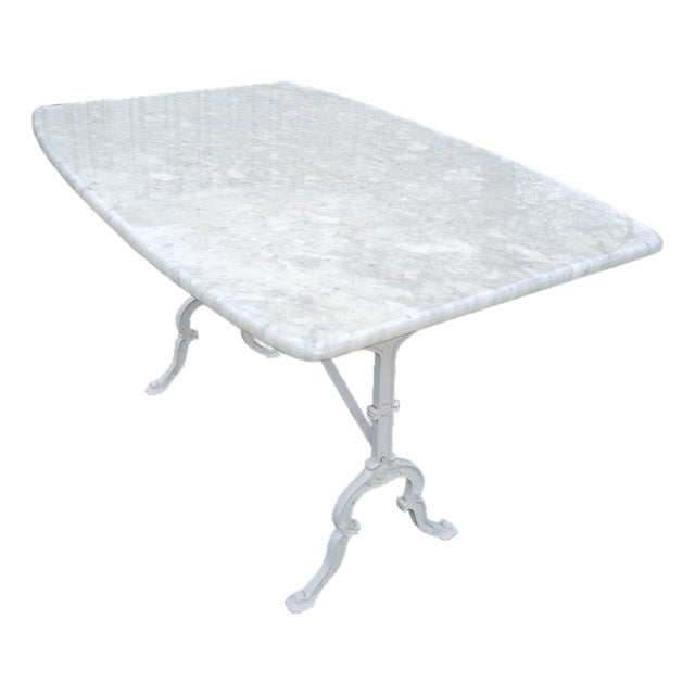 Authentic French Marble & Iron Base Bistro Table For Sale