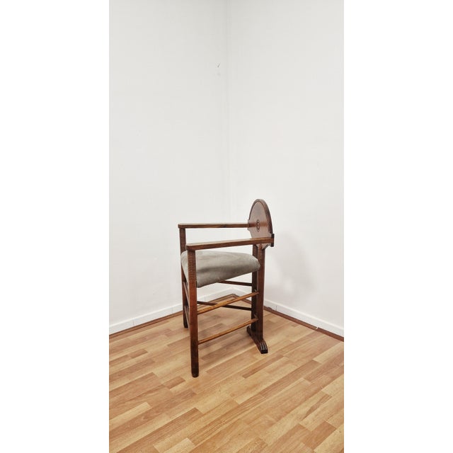 1930s Vintage Swedish Carved Walnut Monk Chair, 1930s For Sale - Image 5 of 15