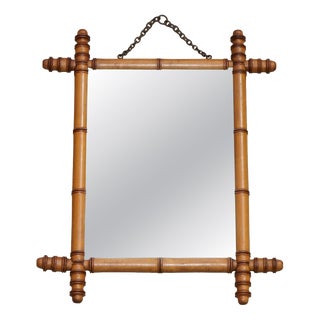 Antique English Decorative Faux Bamboo Wall Mirror For Sale