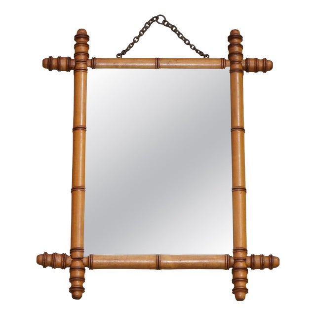 Antique English Decorative Faux Bamboo Wall Mirror For Sale