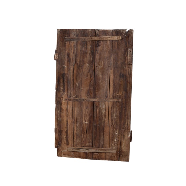 Antique Indian Carved Teakwood and Brass “Folk Art” Door, C. 1880 For Sale - Image 4 of 4