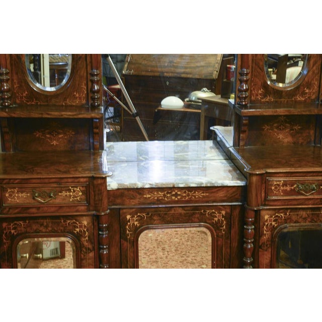 Servant Sideboard in Walnut Inlaid with France Mirror, 1850s For Sale - Image 17 of 18