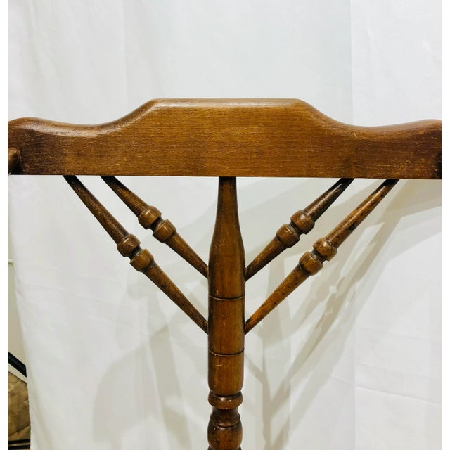 Mid 19th Century Antique Wooden Spindle Chair With Rush Seat For Sale In Raleigh - Image 6 of 8