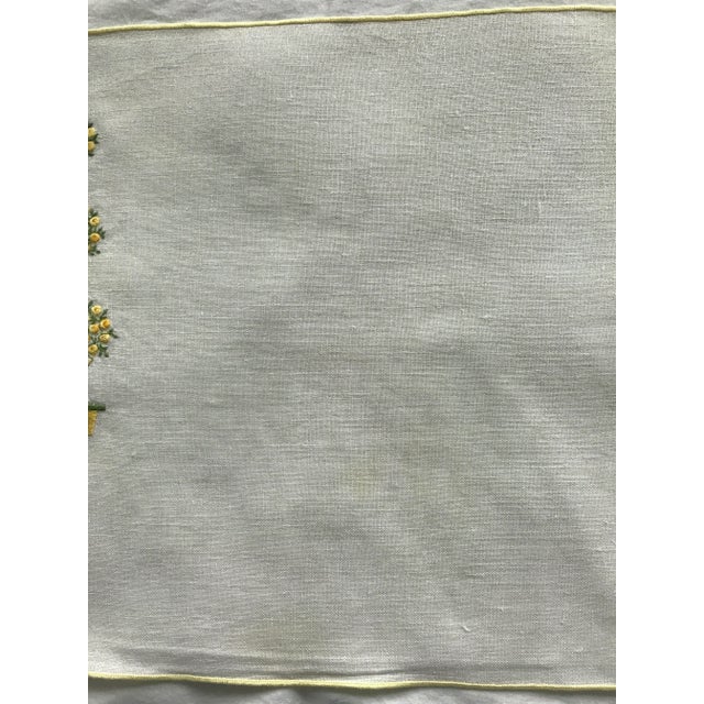 Vintage Lemon Topiary Tree Embroidered Linen Placemats, Set of 5 For Sale In New York - Image 6 of 9