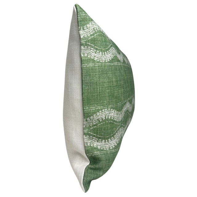 Traditional Zanzibar Linen Pillow Cover in Green For Sale - Image 3 of 5