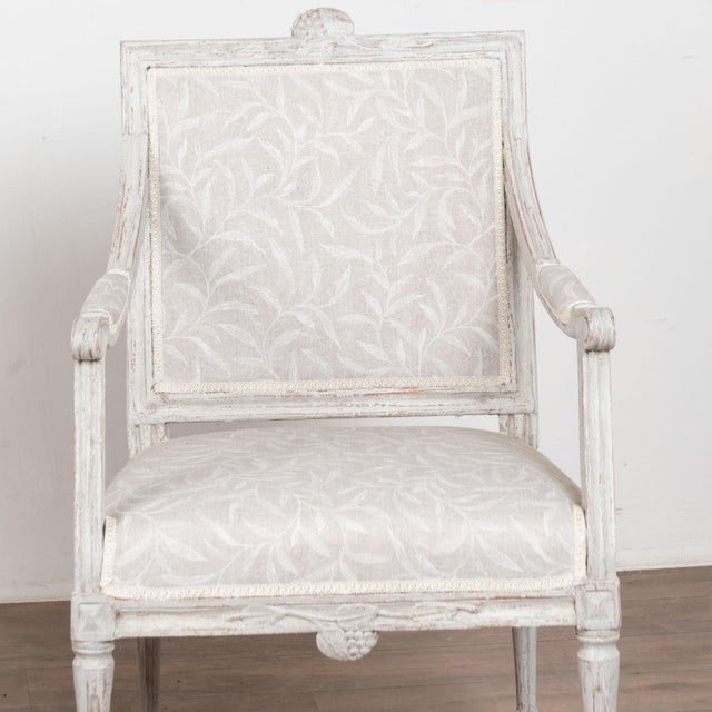 Late 19th Century Pair, 19th Century Swedish Gustavian Gray Painted Armchairs For Sale - Image 5 of 18