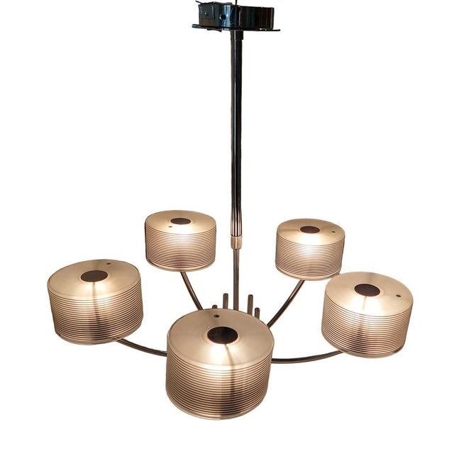 Mid-Century Modern Modern Mid-Century Style Italian Glass and Chrome Chandelier, 2000s For Sale - Image 3 of 12
