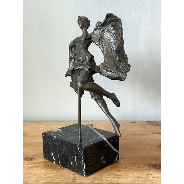 Vintage Bronze Flying Angle Sculpture For Sale - Image 4 of 12