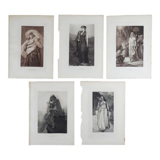 Collection Antique Photogravure Female Portraits - Set of 5 For Sale