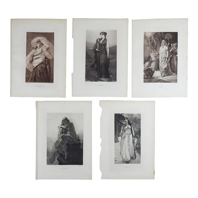 Collection Antique Photogravure Female Portraits - Set of 5 For Sale