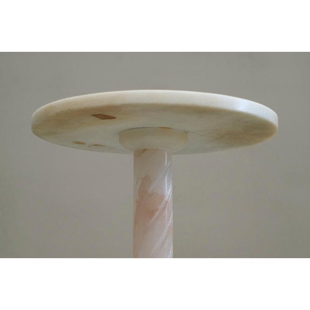 Art Deco Side Table in Carved Alabaster and Patinated Brass, Italy, 1940s For Sale - Image 10 of 11