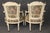 Early 20th C Pair Louis XVI Style Creme Painted W/ Gold Accent Armchairs For Sale - Image 4 of 15
