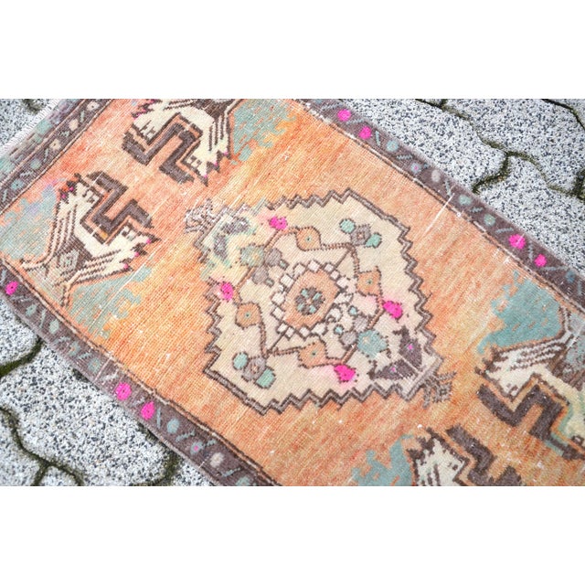 Turkish 1960s Vintage Orange Wool Rug For Sale - Image 3 of 6