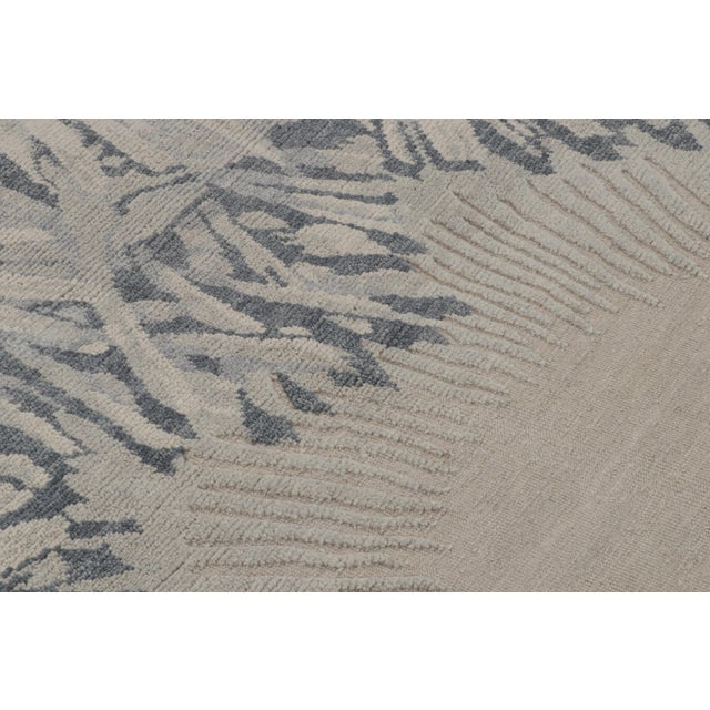 Rug & Kilim’s French Style Art Deco rug in Blue, Grey & Beige Floral Patterns - 12x18 For Sale In New York - Image 6 of 7