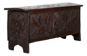 Antique English Carved Oak Chest, 1690