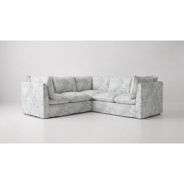 Not Yet Made - Made To Order Sophie Conran Coco 3x3 Sectional Sofa - Andrew Martin Midsummer Faded Blue with Knife Edge Cushion For Sale - Image 5 of 5