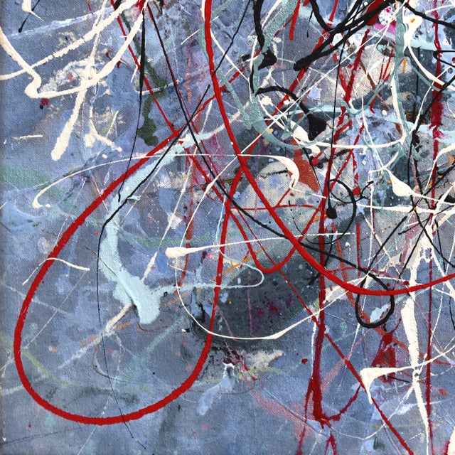 2020s Winter Rhythm - Original Large Blue Abstract Expressionist Acrylic Painting on Canvas For Sale - Image 5 of 9