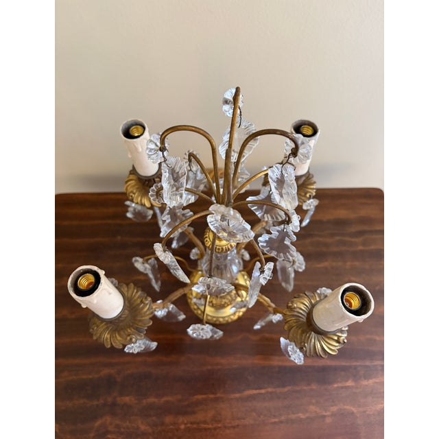 Antique French Dore Bronze & Crystal Girandole Candelabra Lamps - a Pair For Sale - Image 10 of 13