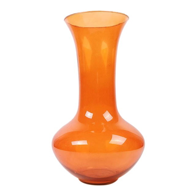 Vintage Oversized Blown Glass Orange Vase Chairish