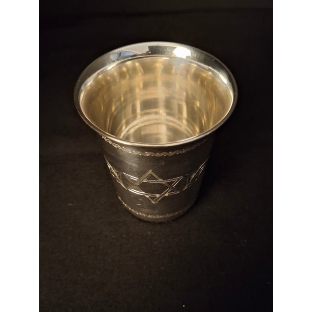 Silver Vintage Sterling Silver Kiddush Cup Star of David Engraved Judaica Tumbler For Sale - Image 8 of 18