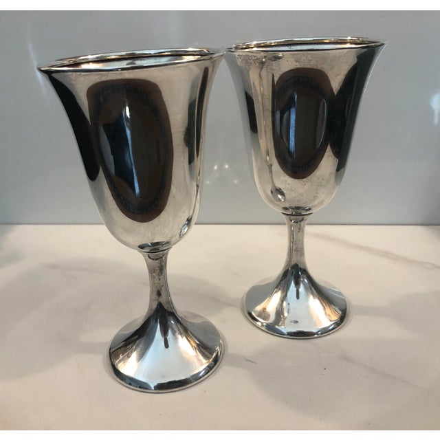 1950s Sterling Silver Goblets With Gilded Interior - A Pair For Sale - Image 6 of 9