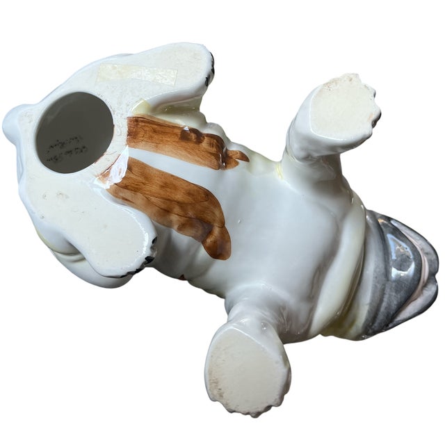 Cream Mid 20th Century Staffordshire Porcelain Pug Hand-Painted English Charm For Sale - Image 8 of 9