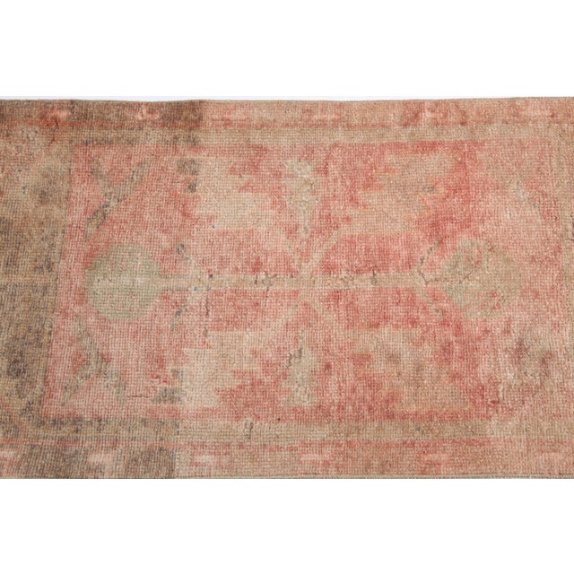 Art Deco Vintage Anatolian Doormat Rug With Faded All Over Design Colors - 17'' X 40'' For Sale - Image 3 of 10