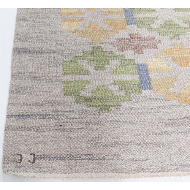 Doris Leslie Blau Vintage Swedish Flat Woven Rug by Judith Johansson For Sale - Image 9 of 10