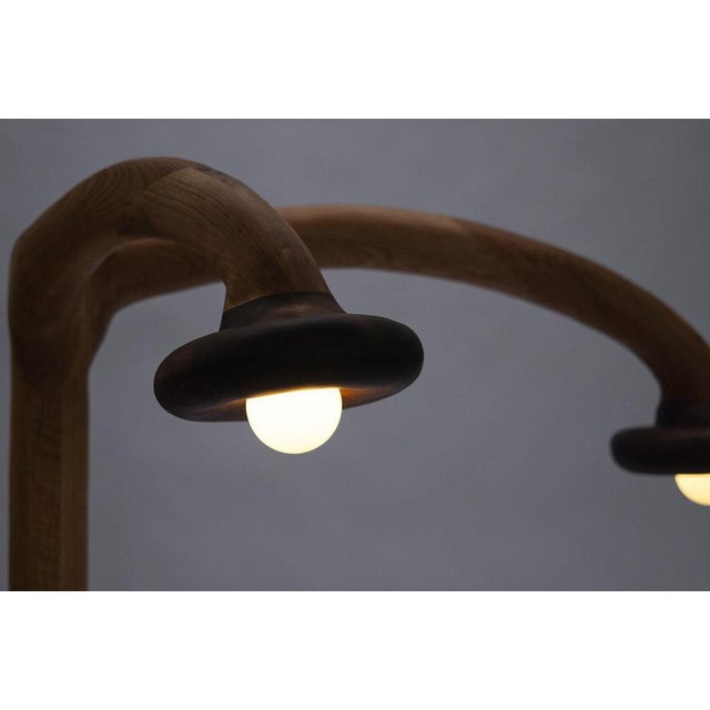 Walnut and Red Oak Floor Lamp by Alexander Knysch For Sale - Image 6 of 8