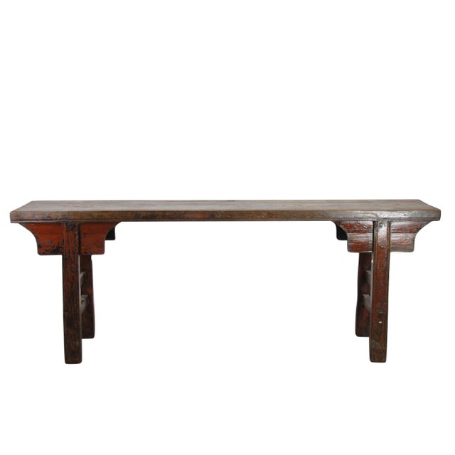 The top of this farm table from late 18th century is constructed from one heavy single elm plank, 2.5" thick. Solid...